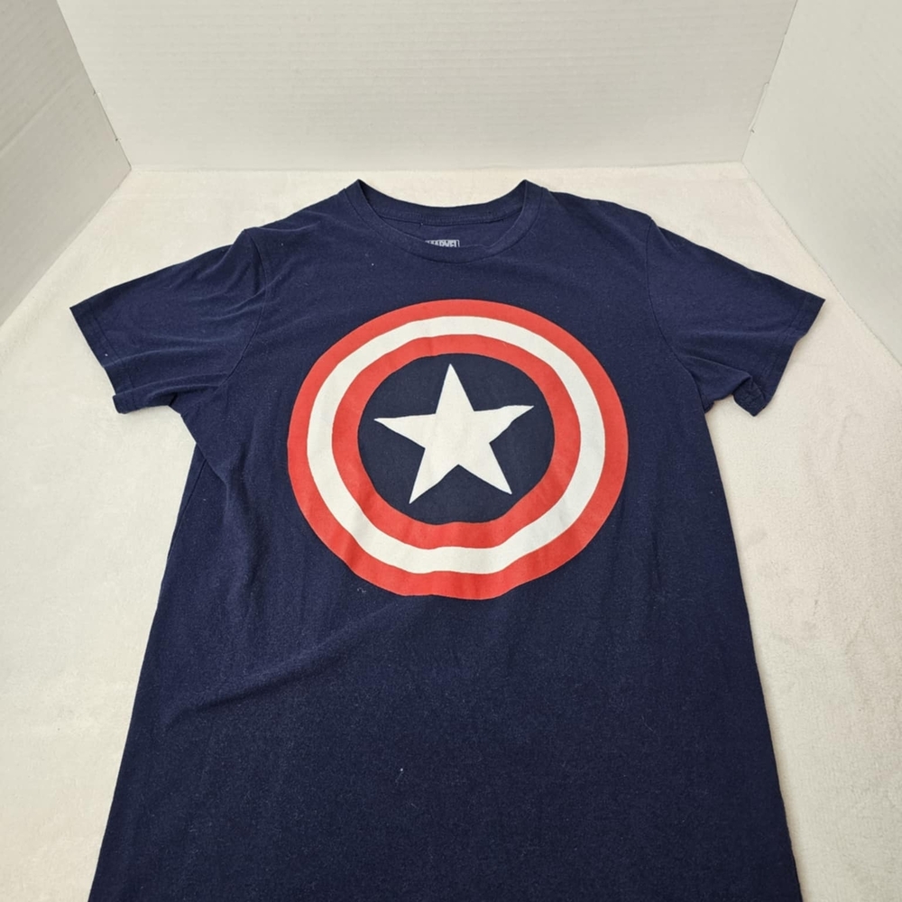 Marvel Navy and Red Crewneck Tee with Logo Tag